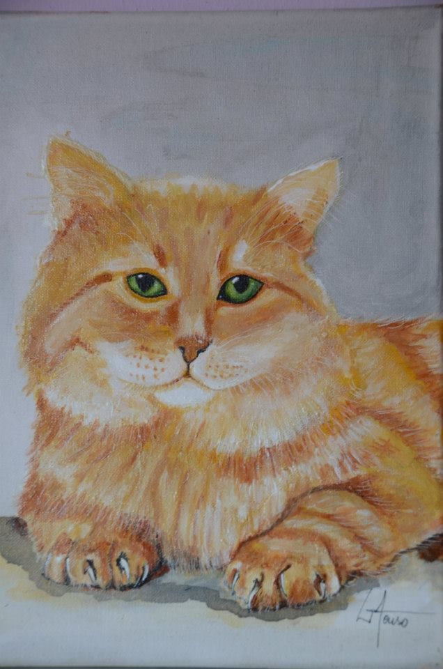 yellow cat, painted by Graça Afonso